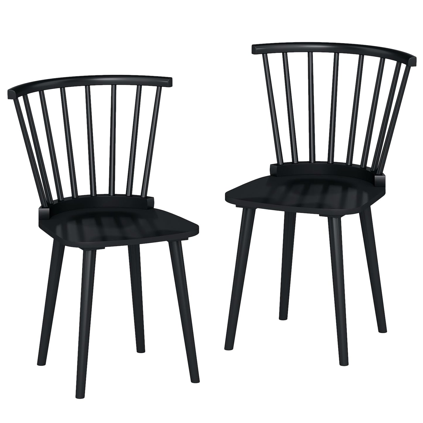 Windsor Dining Chairs Set of 2/4 with Spindle Back and Contoured Seat for Home