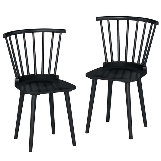 Windsor Dining Chairs Set of 2/4 with Spindle Back and Contoured Seat for Home