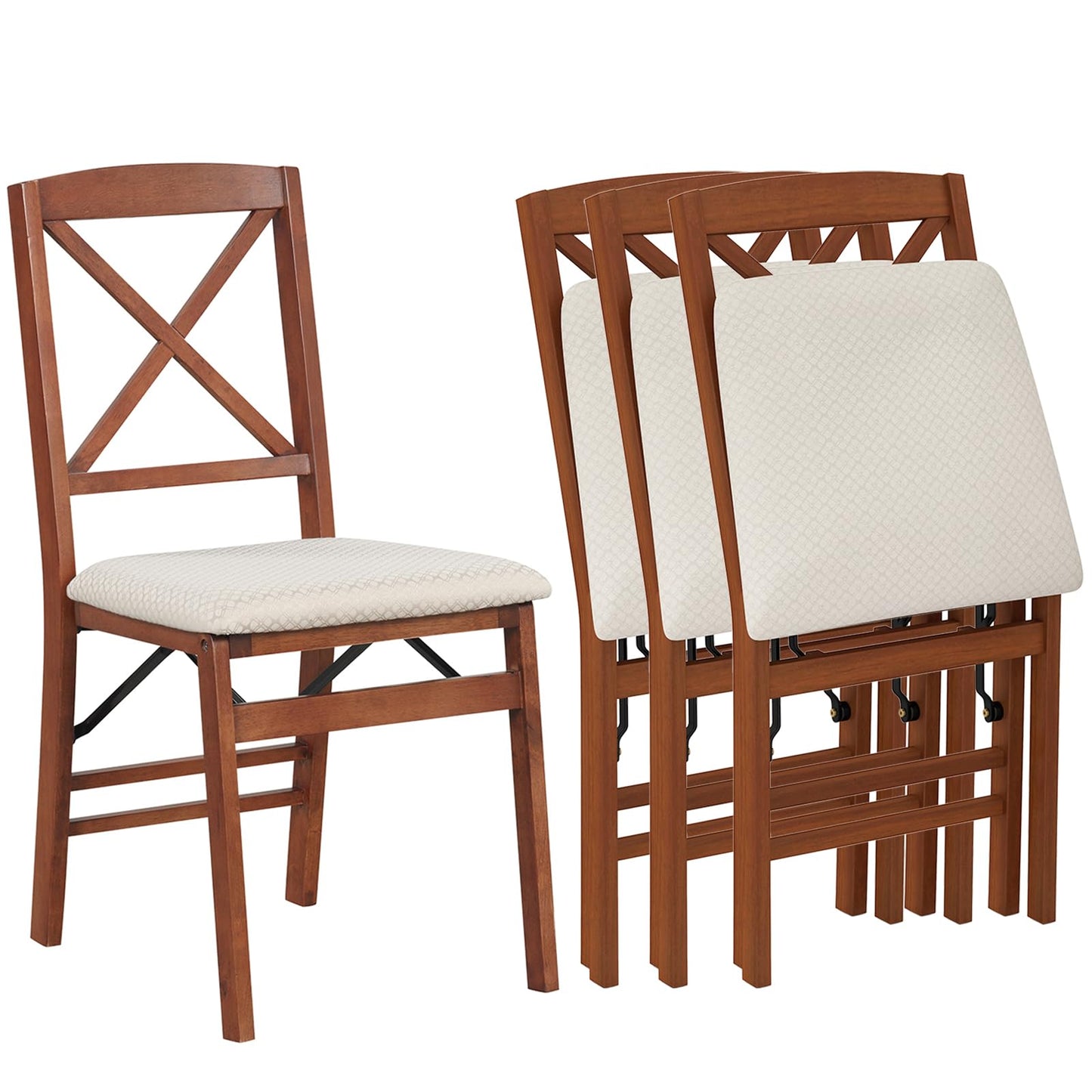 Upholstered Wooden Dining Room Chairs with X Shaped Back