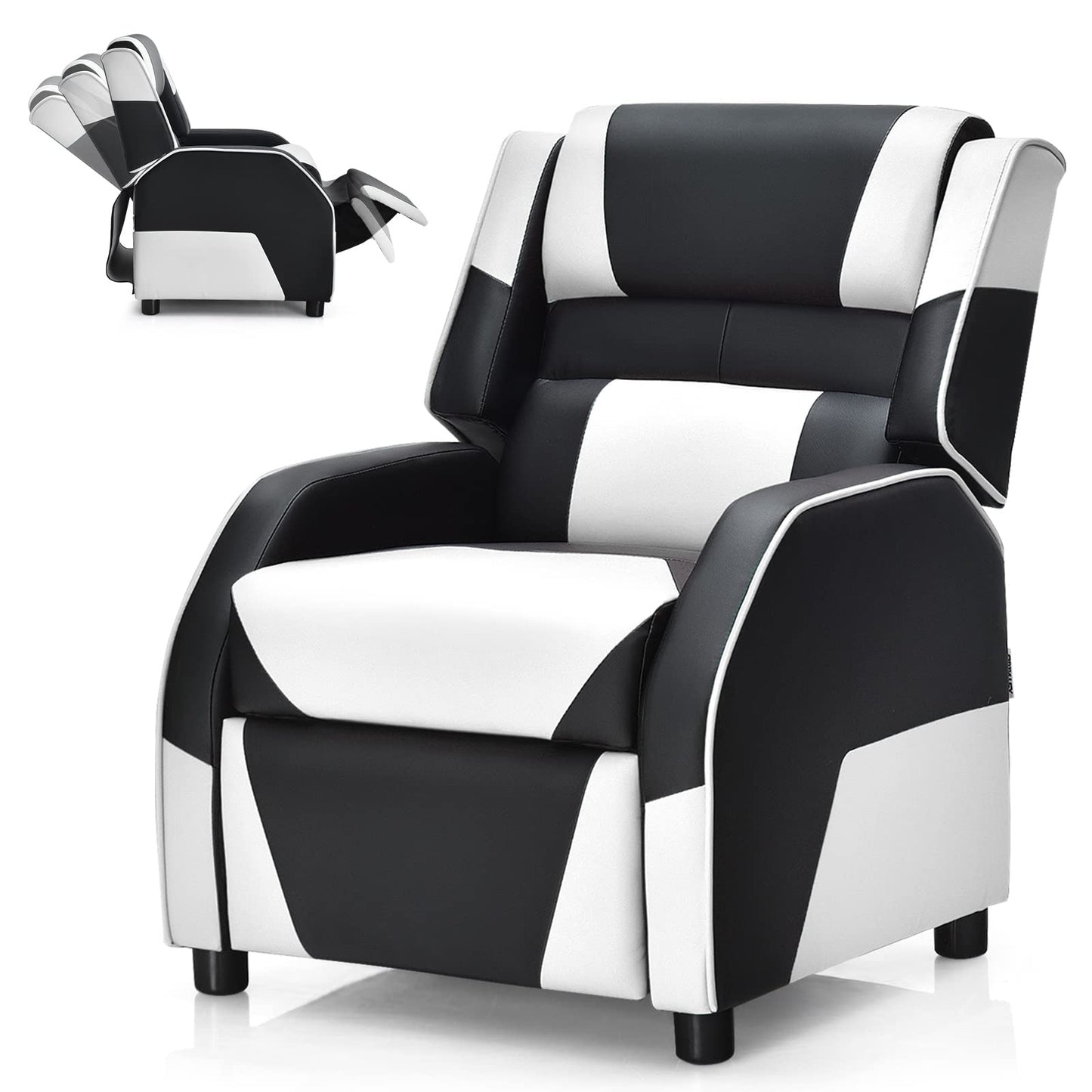Toddler Leather Recliner with Adjustable Footrest & Headrest for Living Room