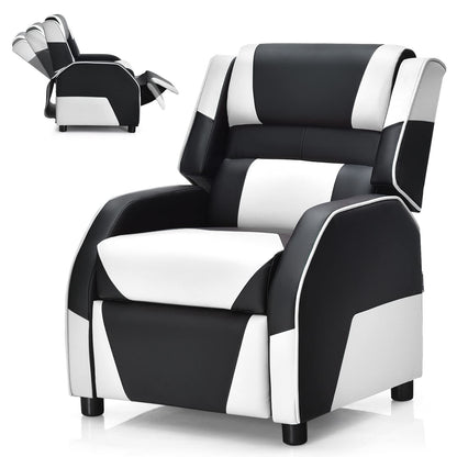 Toddler Leather Recliner with Adjustable Footrest & Headrest for Living Room
