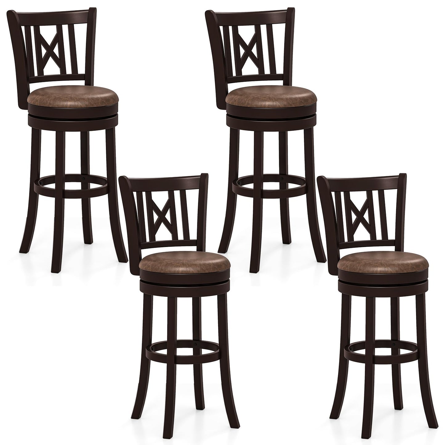 26”/30” Swivel Bar Chairs with Footrest for Kitchen Island & Pub