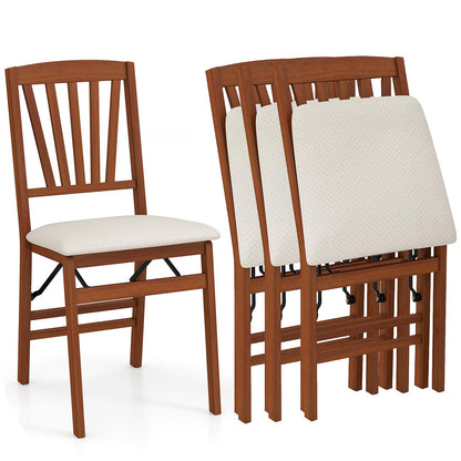 Folding Dining Chairs Set of 2/4 with PVC Padded Seat for Kitchen Apartment