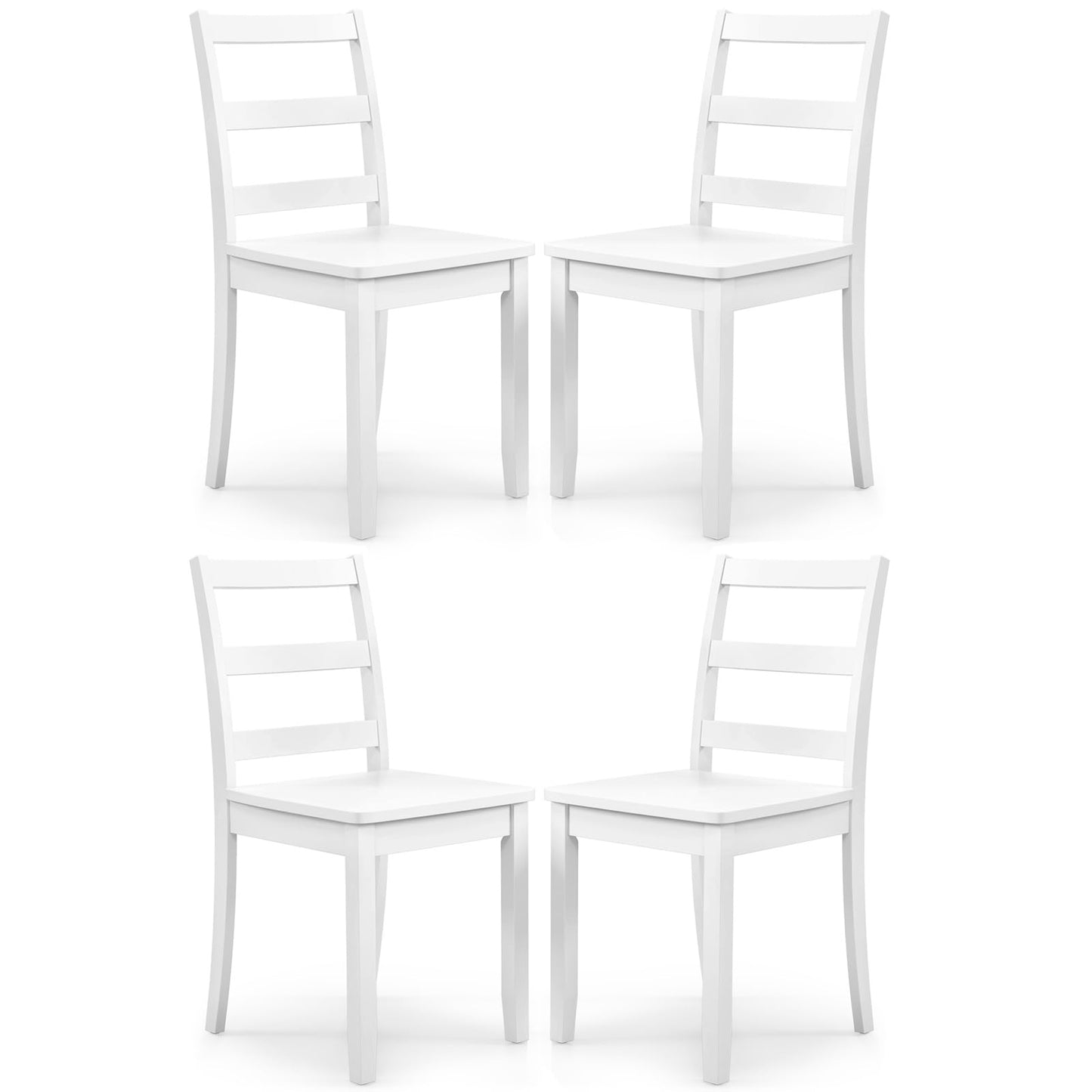 Wooden Dining Chairs Set of 2/4 with Curved Backrest and Rubber Wood Legs for Home Dining Room