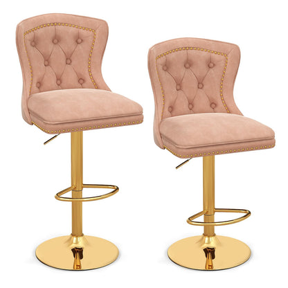 Adjustable Bar Stools Dutch Velvet Bar Chairs with Footrest