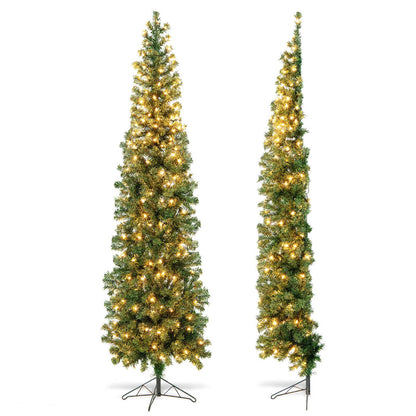 7 Feet Prelit Half-Shape Christmas Tree with 150 Lights