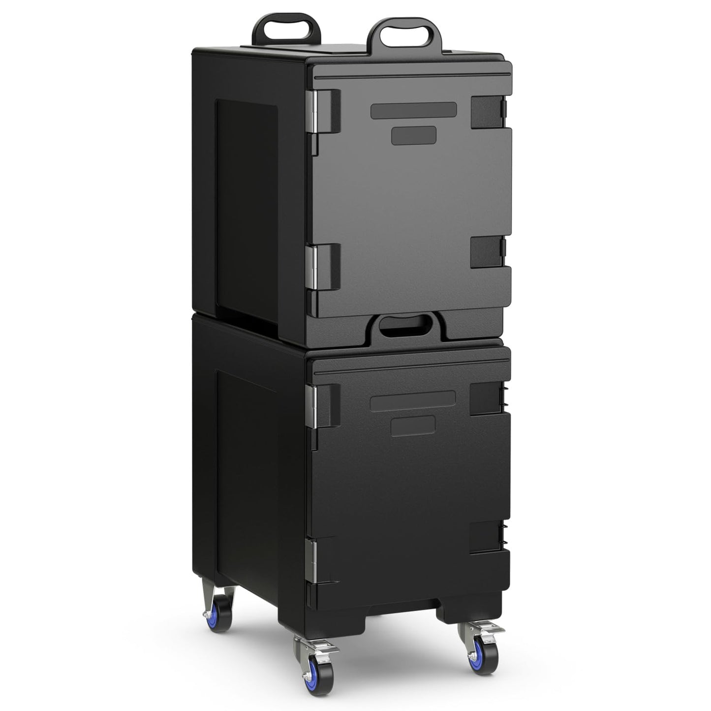 ARLIME 2 Pack Insulated Food Pan Carriers (1 with wheels), End-Loading Insulated for 5 Full-Size Pans