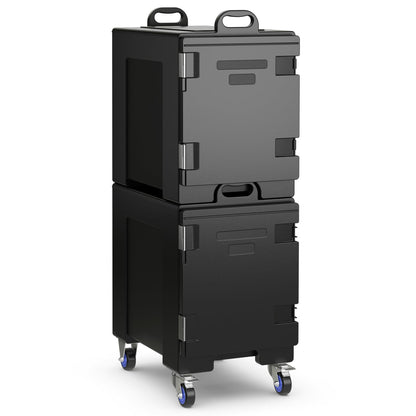 ARLIME 2 Pack Insulated Food Pan Carriers (1 with wheels), End-Loading Insulated for 5 Full-Size Pans