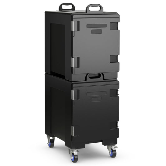 ARLIME 2 Pack Insulated Food Pan Carriers (1 with wheels), End-Loading Insulated for 5 Full-Size Pans