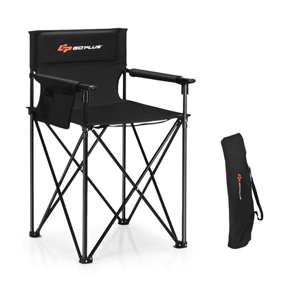 38.5” Height Portable Tall Directors Chair with Storage Pouches & Detachable Armrests