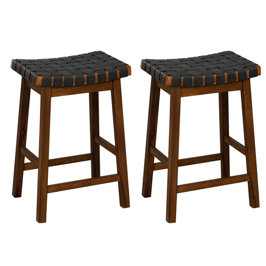 Woven Saddle Stools Set of 2/4 25.5-inch Vintage Counter Height Chairs