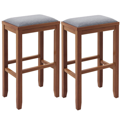 2/4 Pieces 31 Inch Upholstered Bar Stool Set with Solid Rubber Wood Frame and Footres