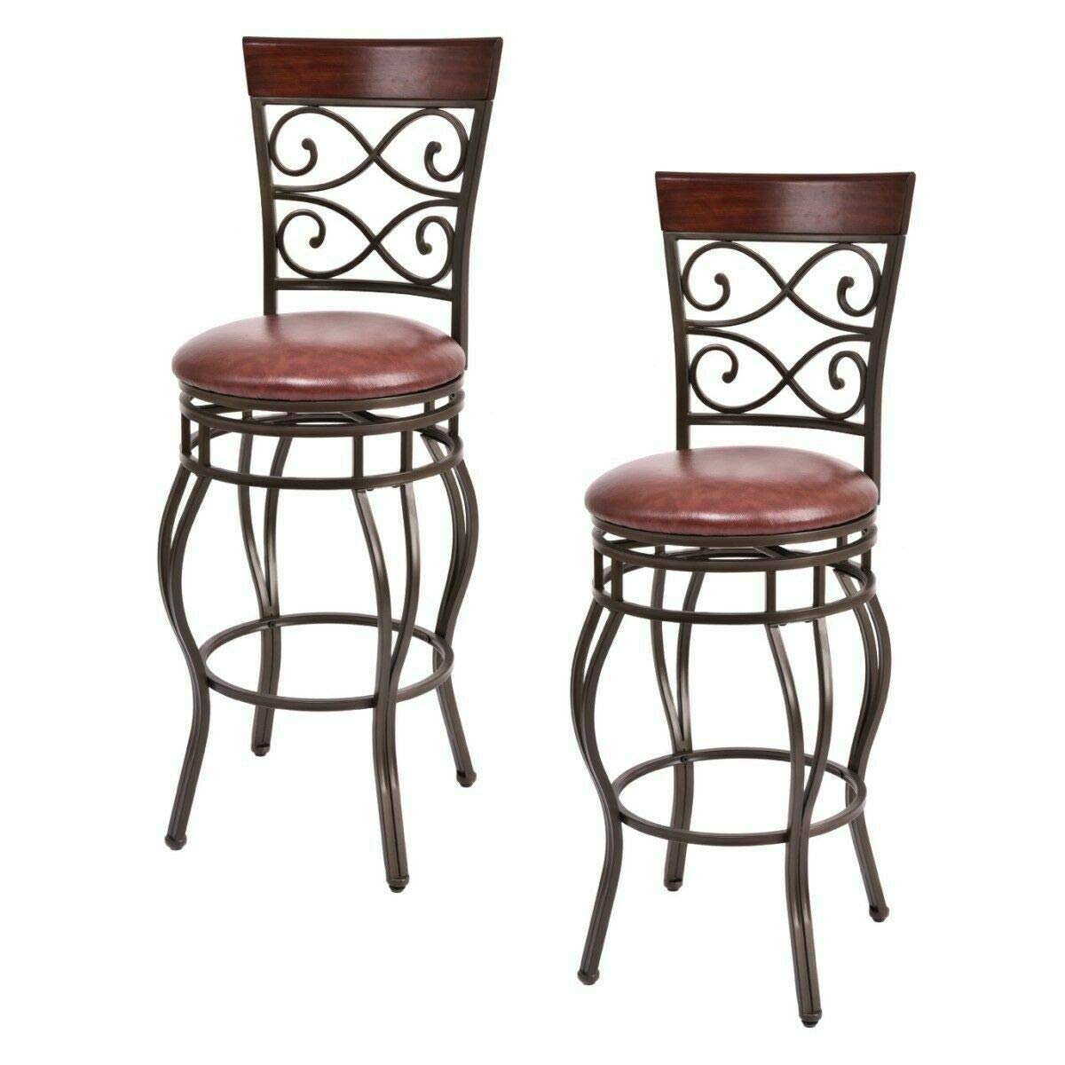 Leather Padded Seat Bistro Dining Kitchen Pub Metal Chairs