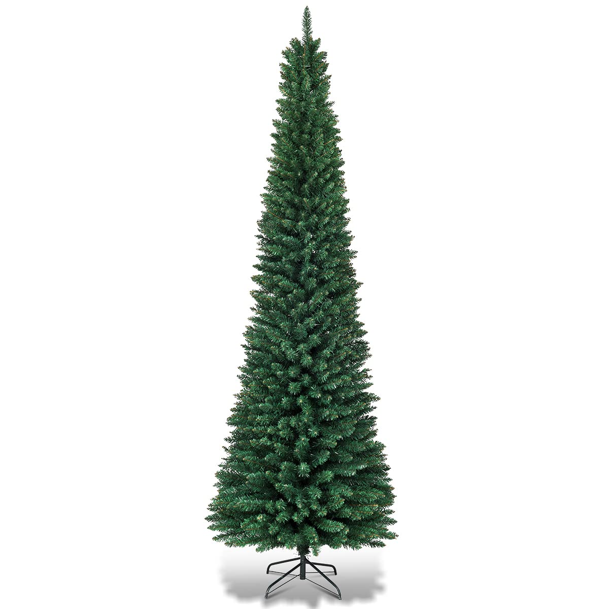9FT Pencil Christmas Tree Slim Skinny Hinged Pine Tree with PVC Material