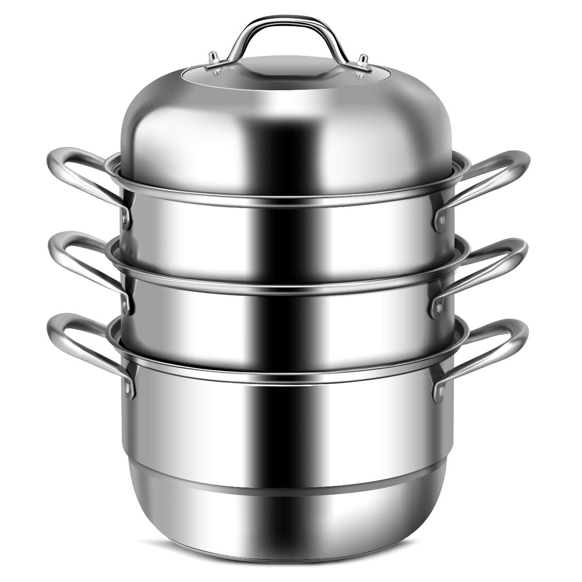 4-Tier Steamer for Cooking 11 Inch Stainless Steel Steamer Pot