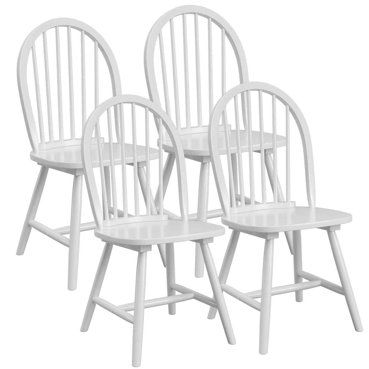 Windsor Dining Chairs Set of 2/4 w/Spindle Back & Reinforced H-Shaped Legs