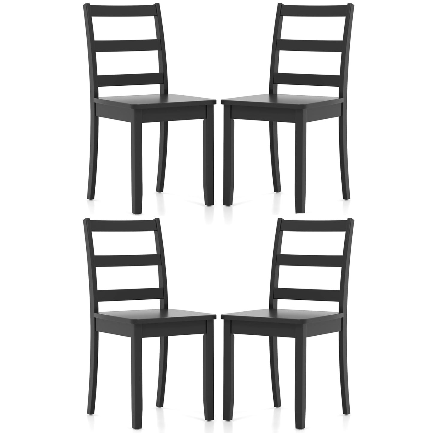 Wooden Dining Chairs Set of 2/4 with Curved Backrest and Rubber Wood Legs for Home Dining Room