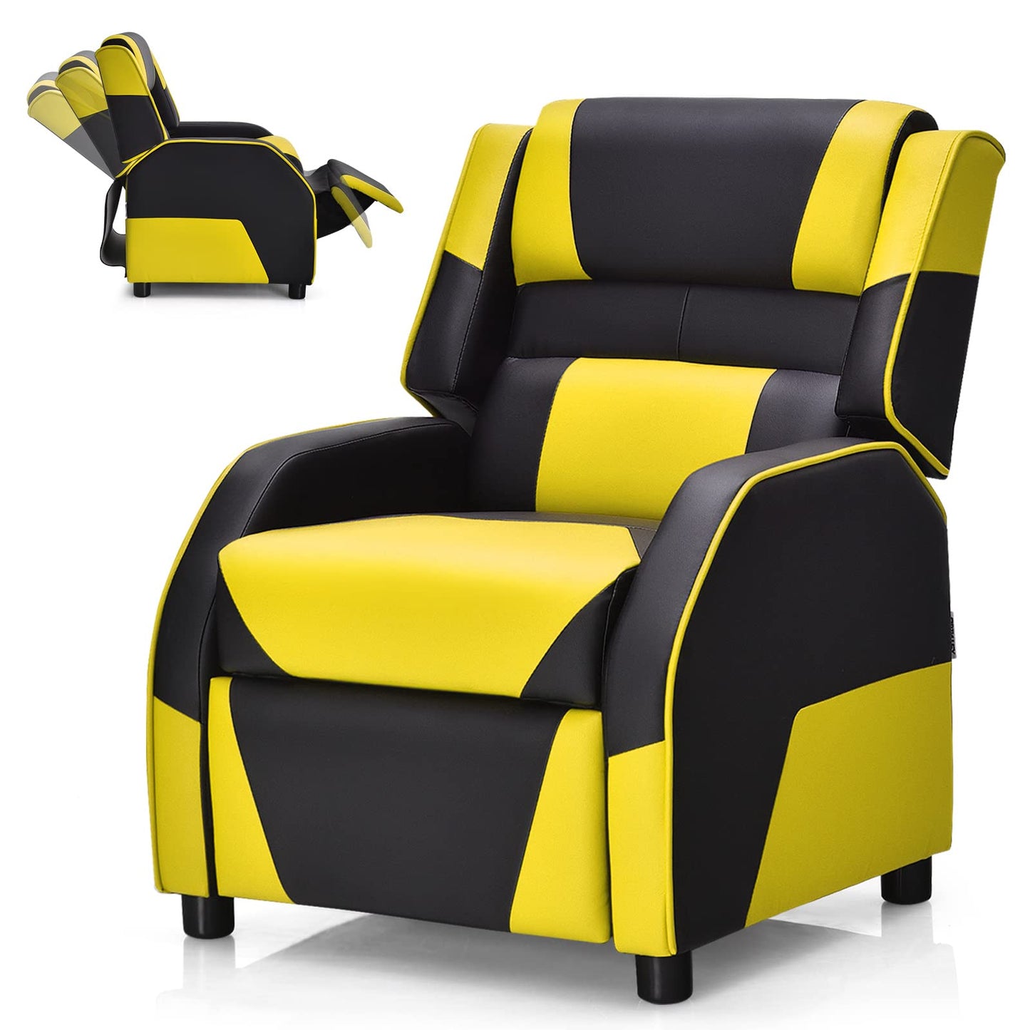 Toddler Leather Recliner with Adjustable Footrest & Headrest for Living Room