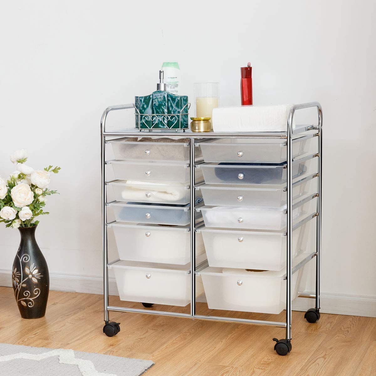 12-Drawer Rolling Storage Cart 12 Drawer Organizer Trolley