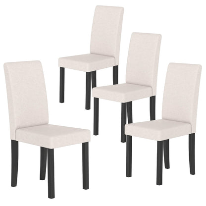 Fabric Upholstered Armless Kitchen Side Chair w/Rubber Wood Legs