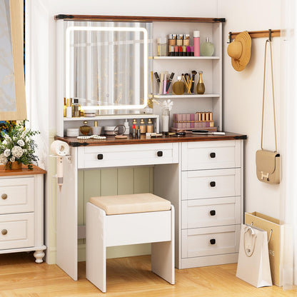 42'' Farmhouse Dressing Table w/Charging Station