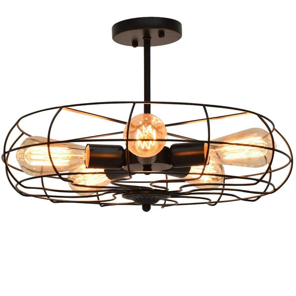 Semi Flush Mount Ceiling Light, Industrial Pendant Lights with 5 E26 Bulb Base