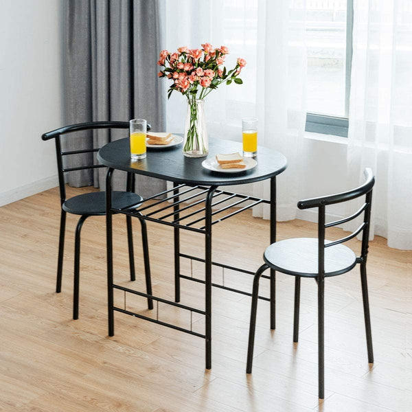 ARLIME 3-Piece Dining Set, Round Kitchen Table w/ 2 Chairs