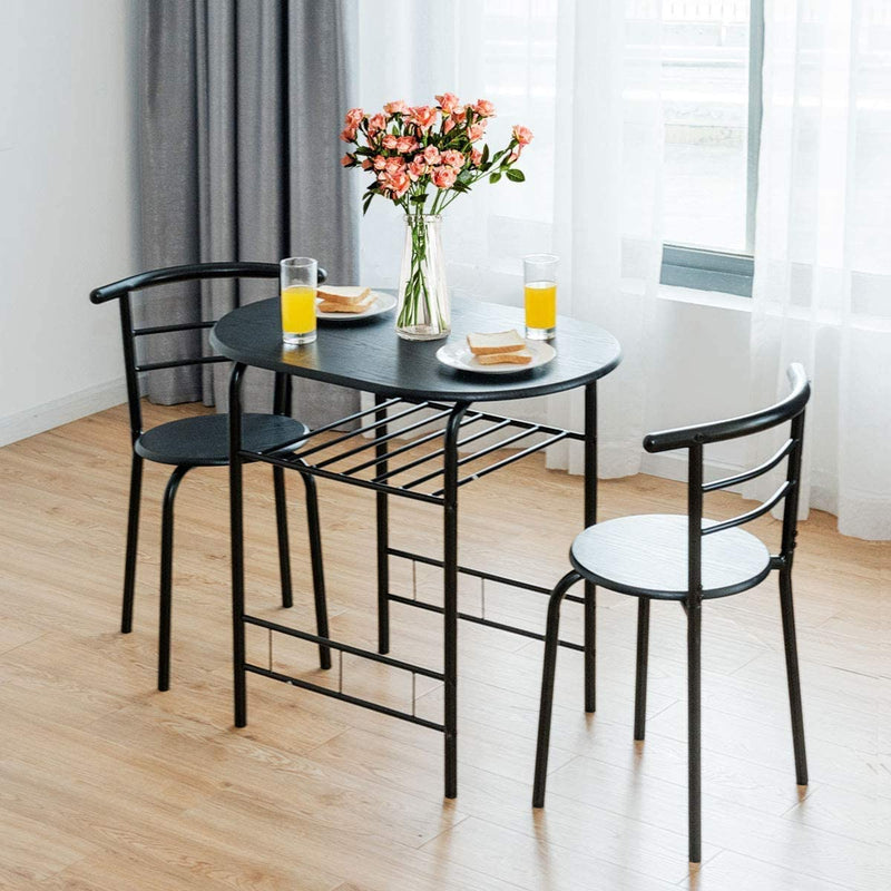 ARLIME 3-Piece Dining Set, Round Kitchen Table w/ 2 Chairs
