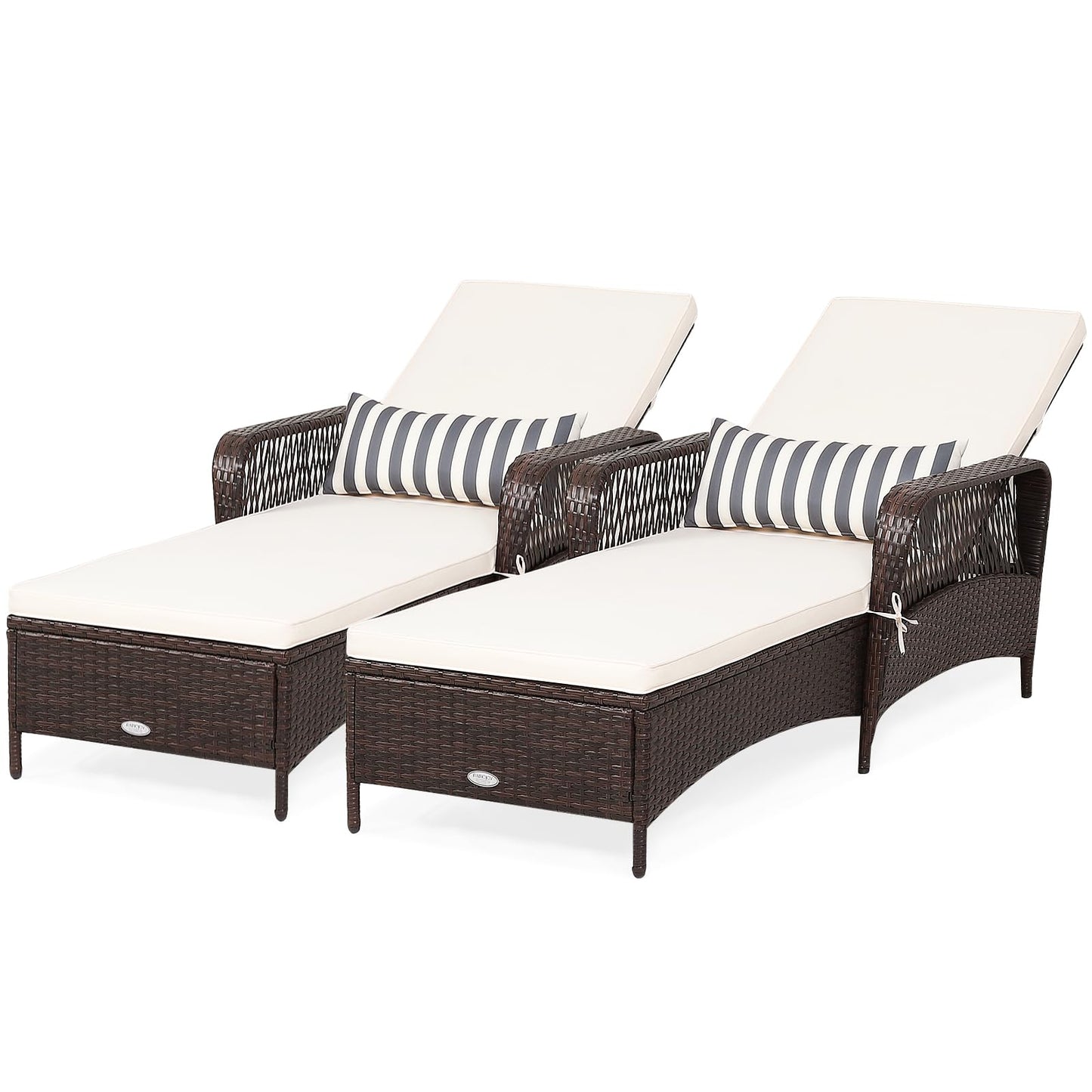 10 Gear Adjustable Recliner with Armrest & Pillow for Deck