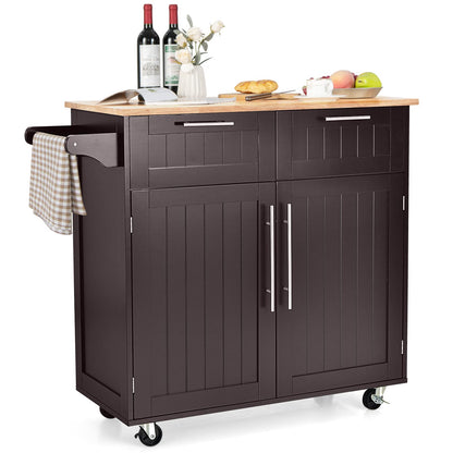 Kitchen Island Cart on Wheels with Side Towel Bar