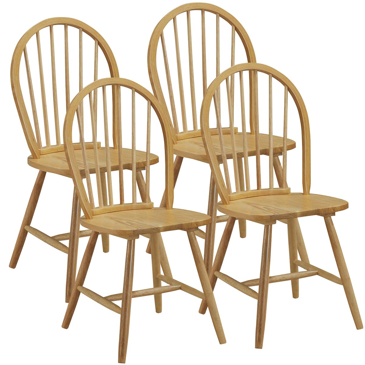 Windsor Dining Chairs Set of 2/4 w/Spindle Back & Reinforced H-Shaped Legs