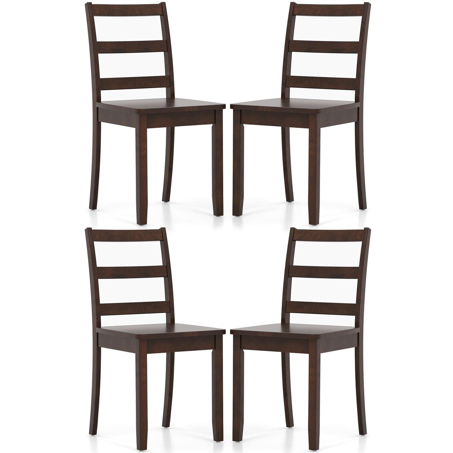 Wooden Dining Chairs Set of 2/4 with Curved Backrest and Rubber Wood Legs for Home Dining Room