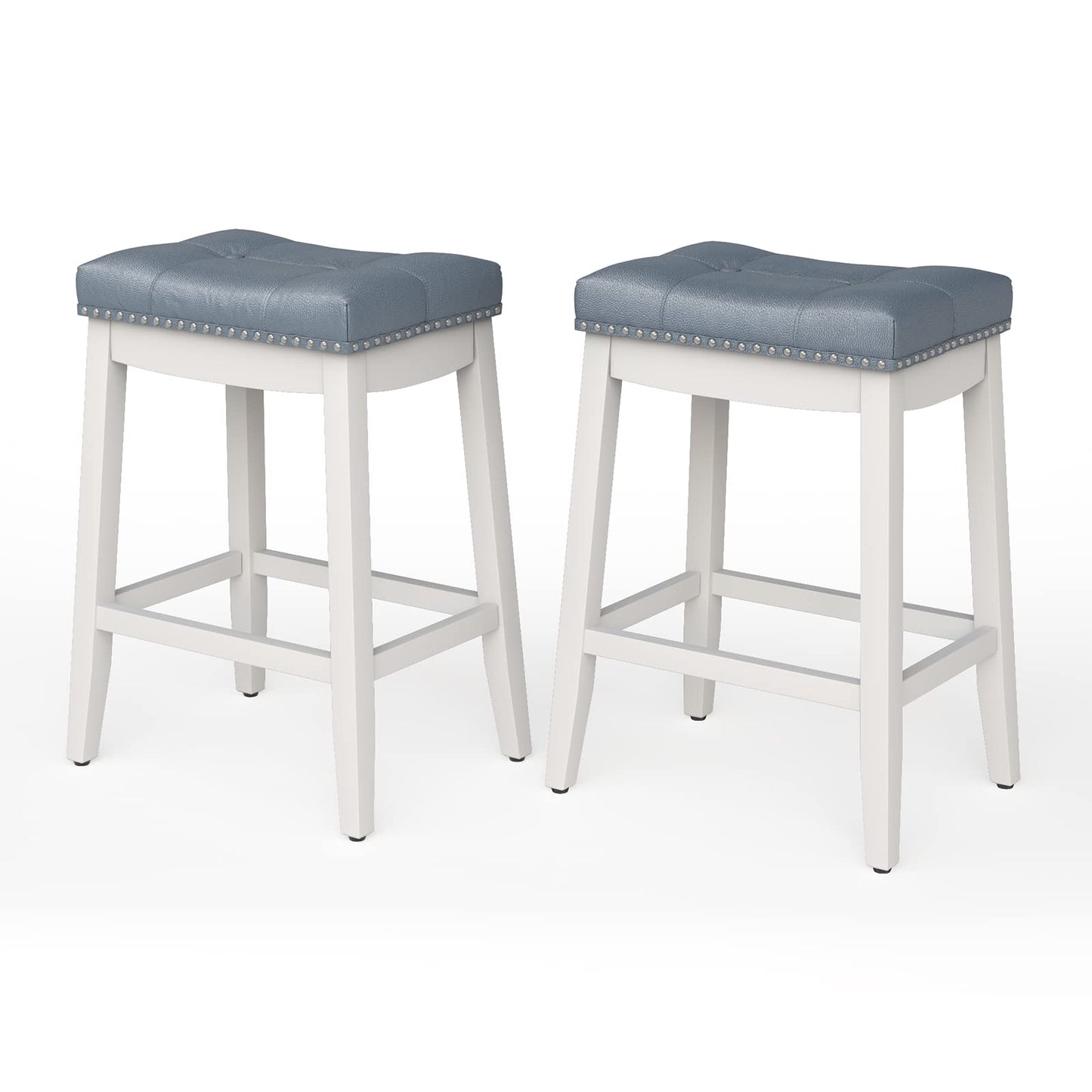 Bar Stools Set of 2/4 24-Inch Height Backless Counter Stool