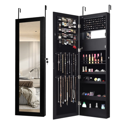 12 LEDs Mirror Jewelry Cabinet with 53.5” Full Length Mirror & Large Storage Capacity