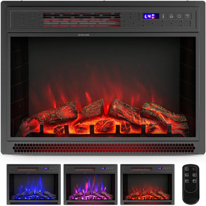 ARLIME 18"/ 25"/ 28" Electric Fireplace Inserts, 1500W Freestanding & Recessed Fireplace
