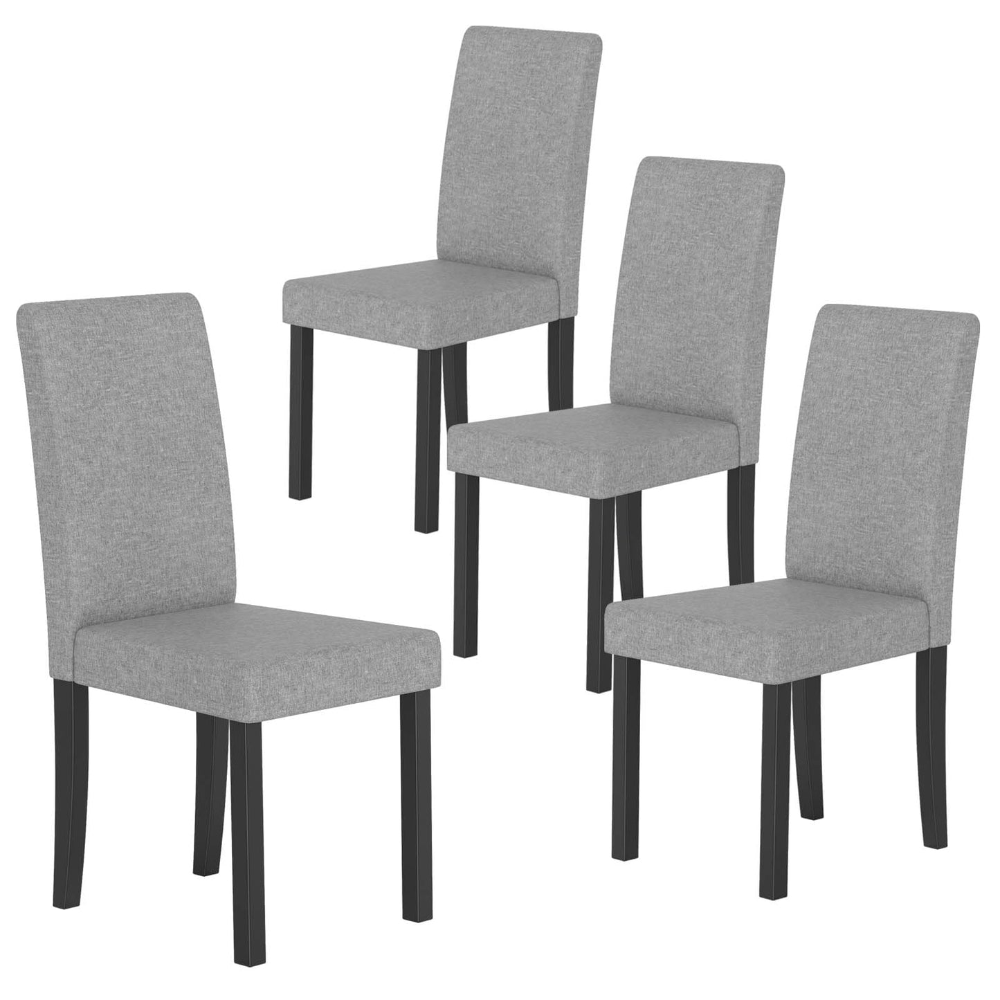 Fabric Upholstered Armless Kitchen Side Chair w/Rubber Wood Legs