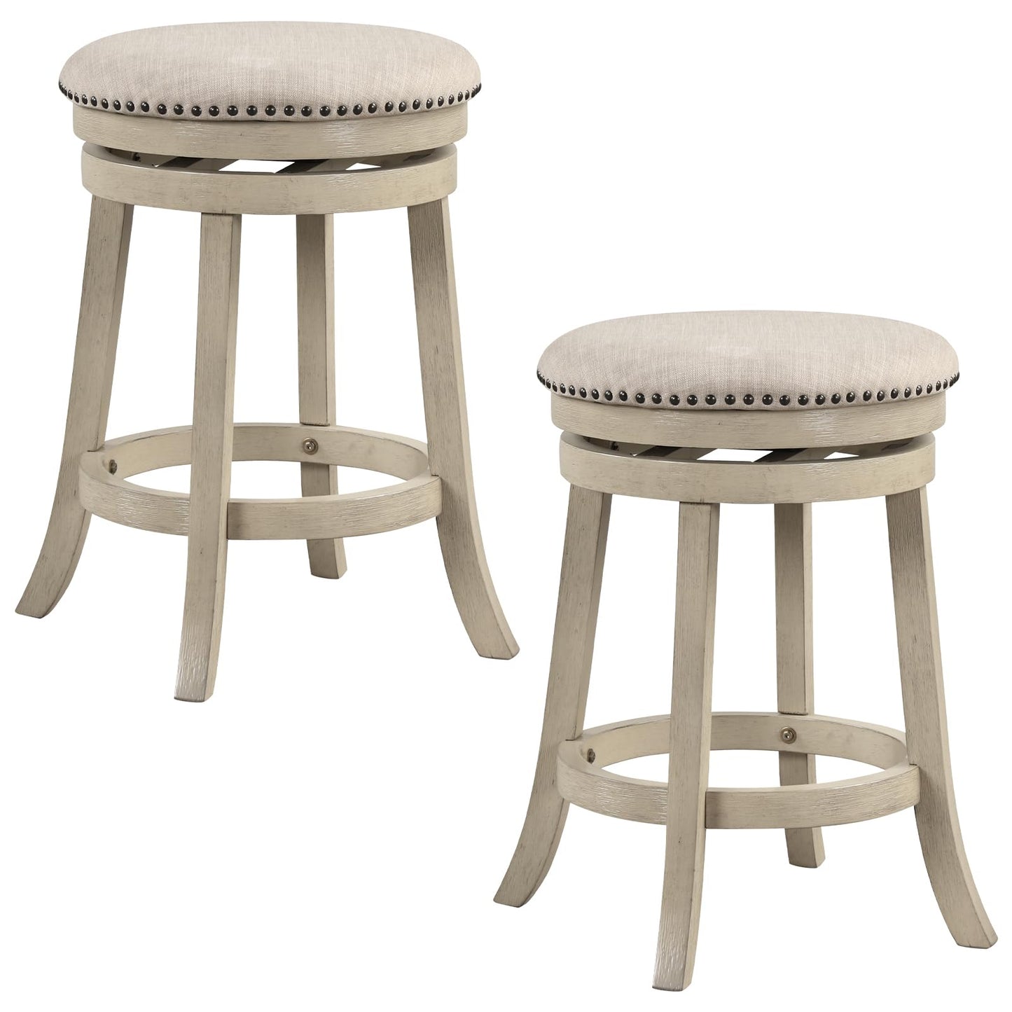 360° Swivel Bar Stools Set of 2/4 24/26.5-inch Height Upholstered Round Barstools