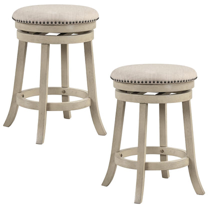 360° Swivel Bar Stools Set of 2/4 24/26.5-inch Height Upholstered Round Barstools