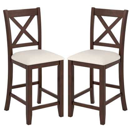 24’’ Counter Height Barstools with Rubber Wood Frame for Home Bar Cafe