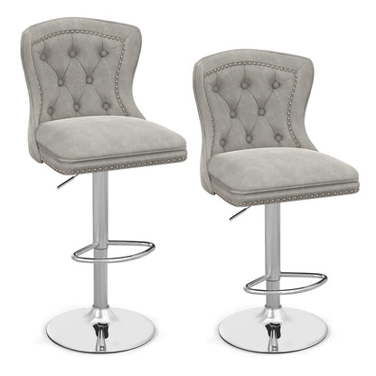 Adjustable Bar Stools Dutch Velvet Bar Chairs with Footrest