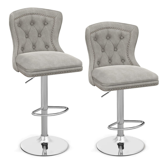 Adjustable Bar Stools Dutch Velvet Bar Chairs with Footrest