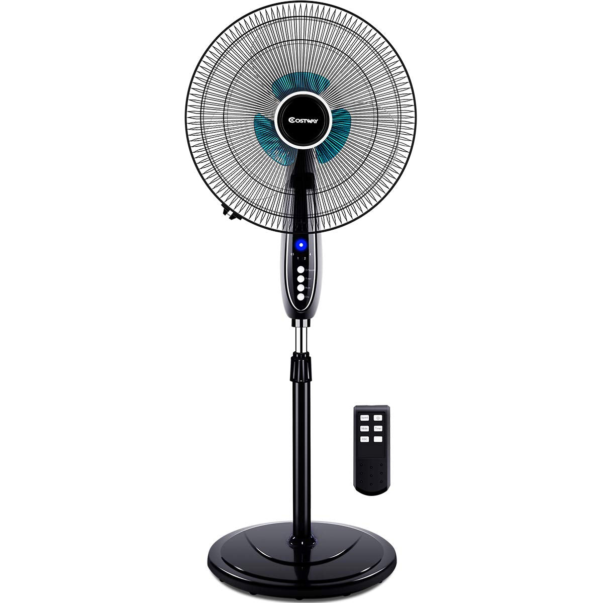 Pedestal Fan Black-Double 3 Blades