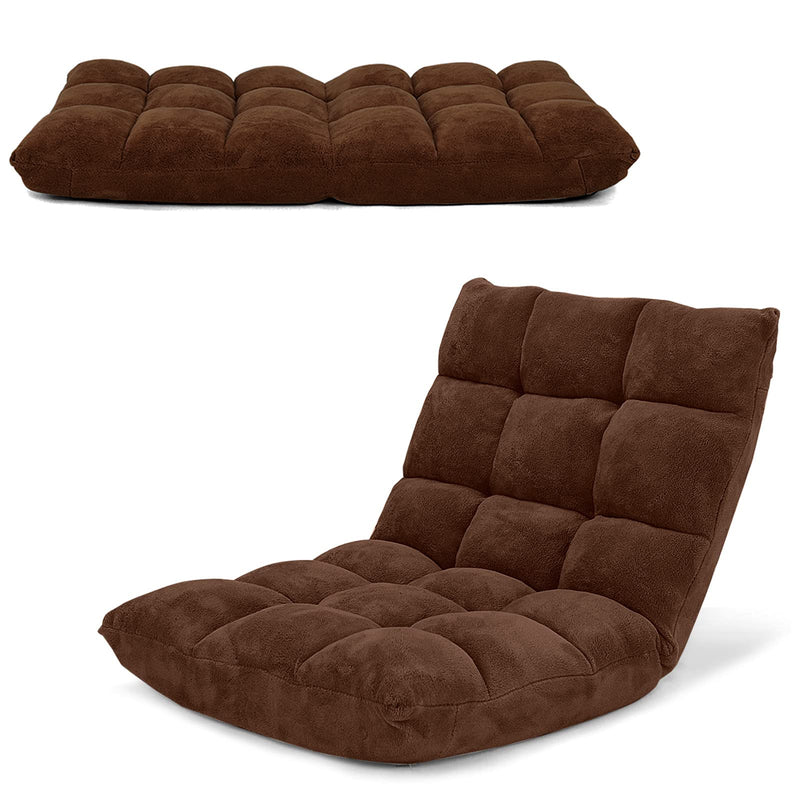 14-Position Floor Sofa, Folding Gaming Sofa Chair, Angle Adjustable Sleeper Bed, Couch Recliner