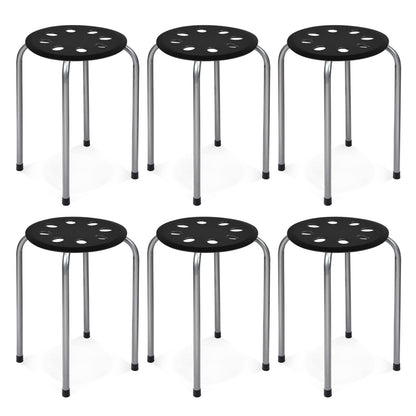 6-Pack Round Plastic Stack Stools 17.5-inch Height Backless