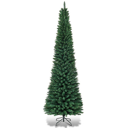 8FT Pencil Christmas Tree Slim Skinny Hinged Pine Tree with PVC Material