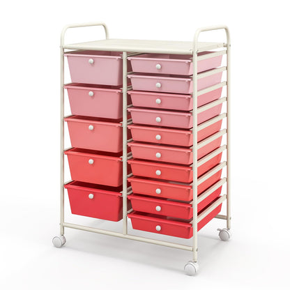 ARLIME 15-Drawer Storage Cart, 15 Drawer Trolley, Rolling Organizer Cart