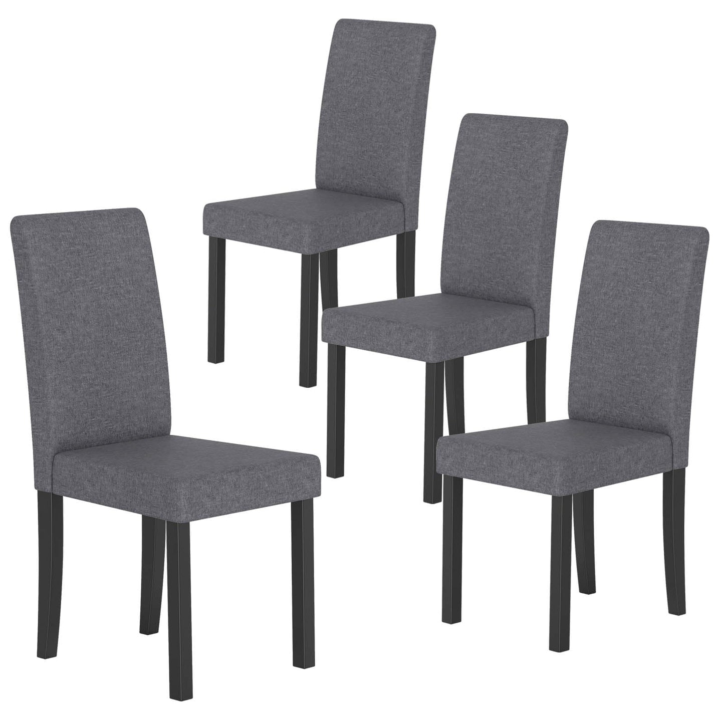Fabric Upholstered Armless Kitchen Side Chair w/Rubber Wood Legs