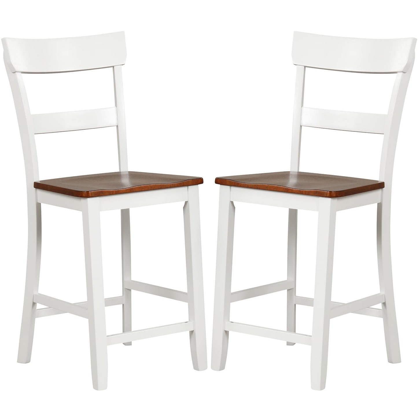 24'' Mid Century Modern Island Chairs with Rubber Wood Legs and High Backrest