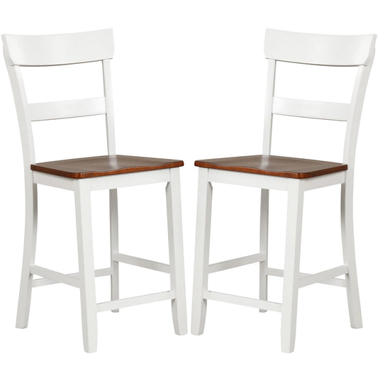 24'' Mid Century Modern Island Chairs with Rubber Wood Legs and High Backrest