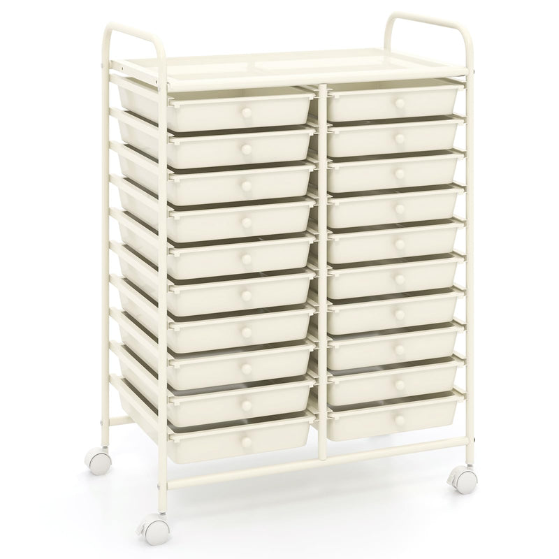 20-Drawer Rolling Storage Cart Utility Storage Organizer Cart for Tools